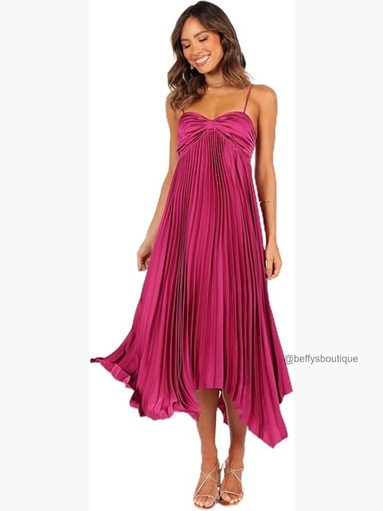 Midi Sweetheart Neckline Dress With Shirred Back